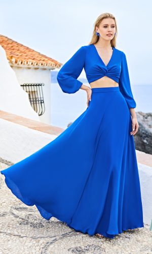 Conjunto Miss de Sonia Peña largo en crepe de color azul de la nueva temporada 2023 1233013