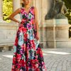 Vestido de Alma Gemela largo de corte A en crepe estampado de la nueva temporada 2023 23003