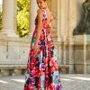 Vestido de Alma Gemela largo de corte A en crepe estampado de la nueva temporada 2023 23003