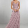 Vestido Morilee largo en gasa, falda corte princesa con referencia 21558