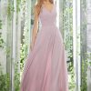 Vestido Morilee largo en gasa, falda de corte princesa con referencia 21621