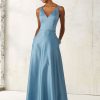 Vestido Morilee largo de satén, falda de corte A con referencia 21525
