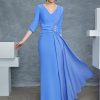 Vestido de Raffaello largo de recto en georgette de color azul de la nueva temporada 2023 raguas