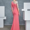 Vestido de Raffaello largo de recto en georgette de color salmón de la nueva temporada 2023 espalda reino