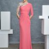 Vestido de Raffaello largo recto en georgette de color salmón de la nueva temporada 2023 reino