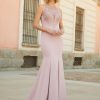 Vestido de fiesta de X&M, largo con corte sirena, crepe, rosa de nueva colección 2023 53001