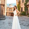 Vestido largo de novia Lera Fashion de corte A en gasa de color blanco de nueva colección 2023 WL06964