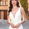 Vestido largo de novia Lera Fashion de corte A en gasa de color blanco de nueva colección 2023 cerca WL06964