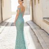 Vestido largo de fiesta Marfil de corte sirena de color jade de nueva colección 2023 5j2J4